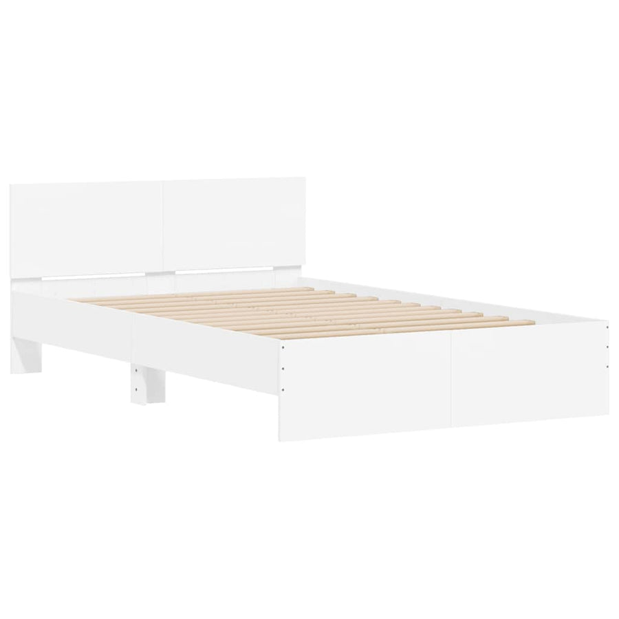 Bedframe met hoofdeinde en LED wit 140x200 cm