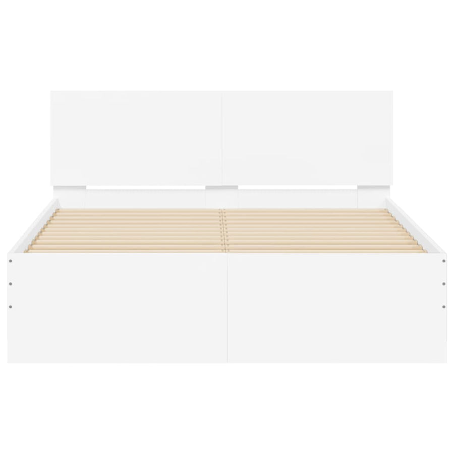 Bedframe met hoofdeinde en LED wit 140x200 cm