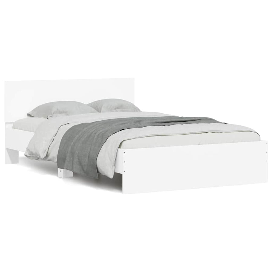 Bedframe met hoofdeinde en LED wit 140x200 cm