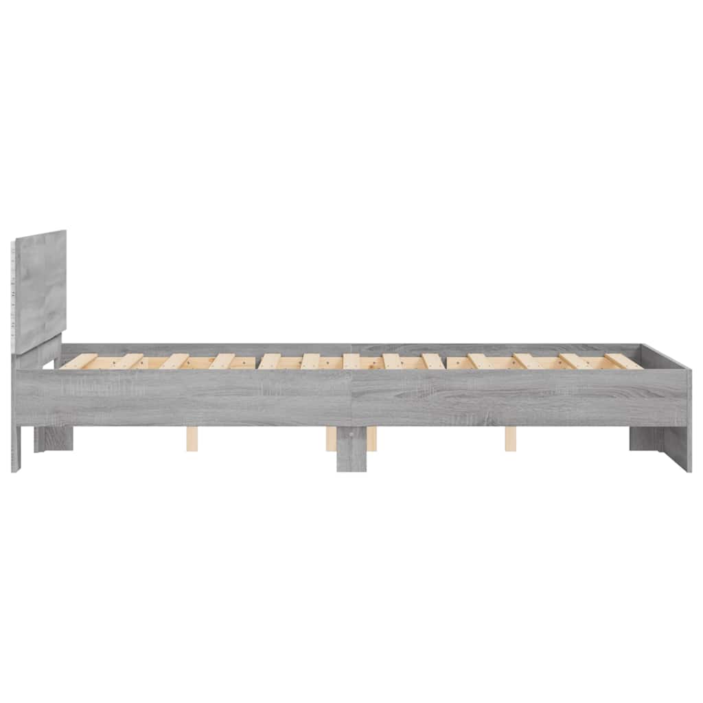 Bedframe met hoofdeinde en LED grijs sonoma eiken 140x200 cm