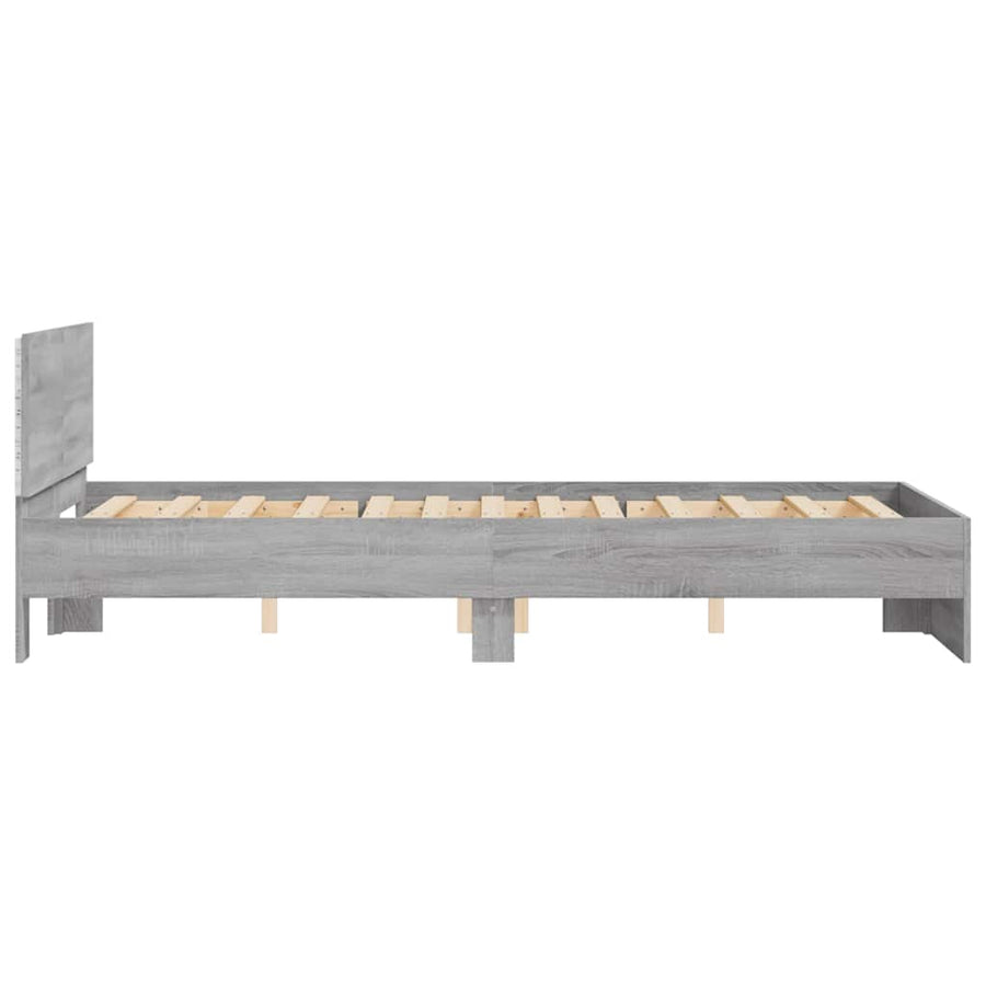 Bedframe met hoofdeinde en LED grijs sonoma eiken 140x200 cm