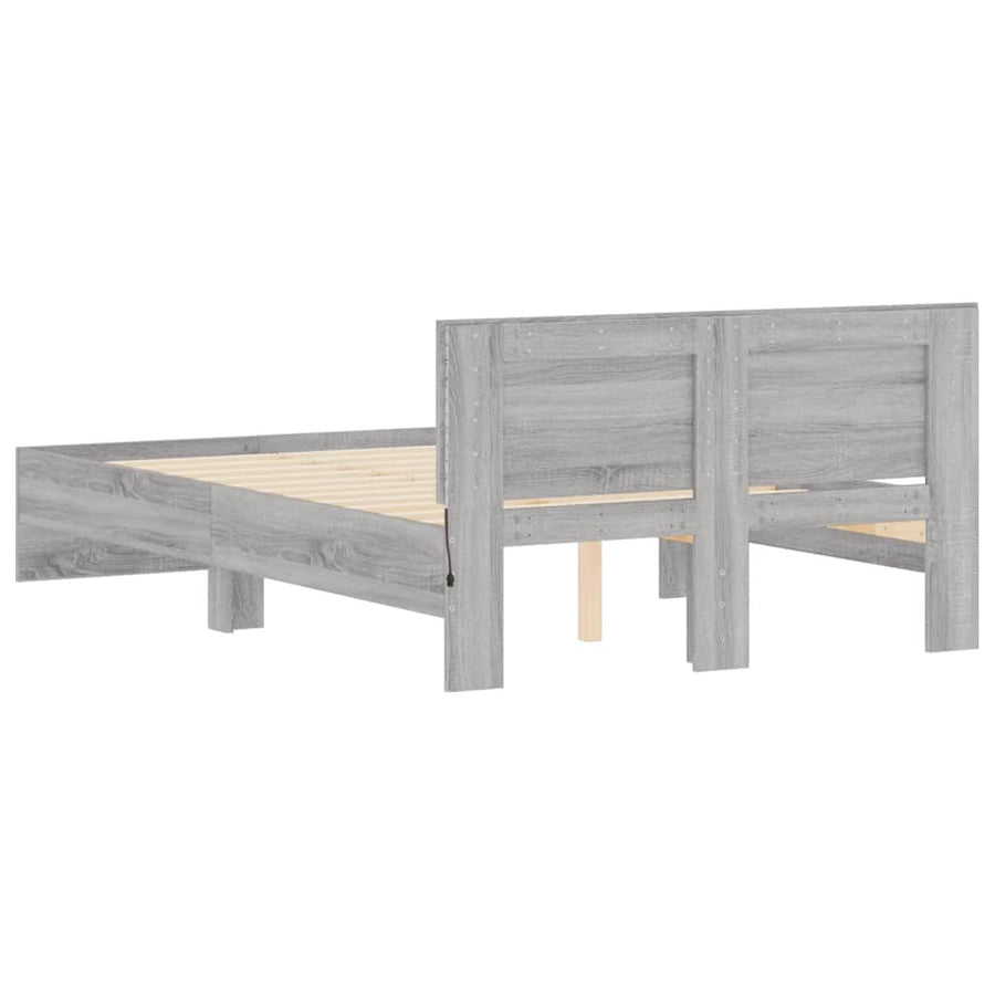 Bedframe met hoofdeinde en LED grijs sonoma eiken 140x200 cm