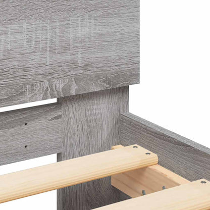 Bedframe met hoofdeinde en LED grijs sonoma eiken 140x200 cm