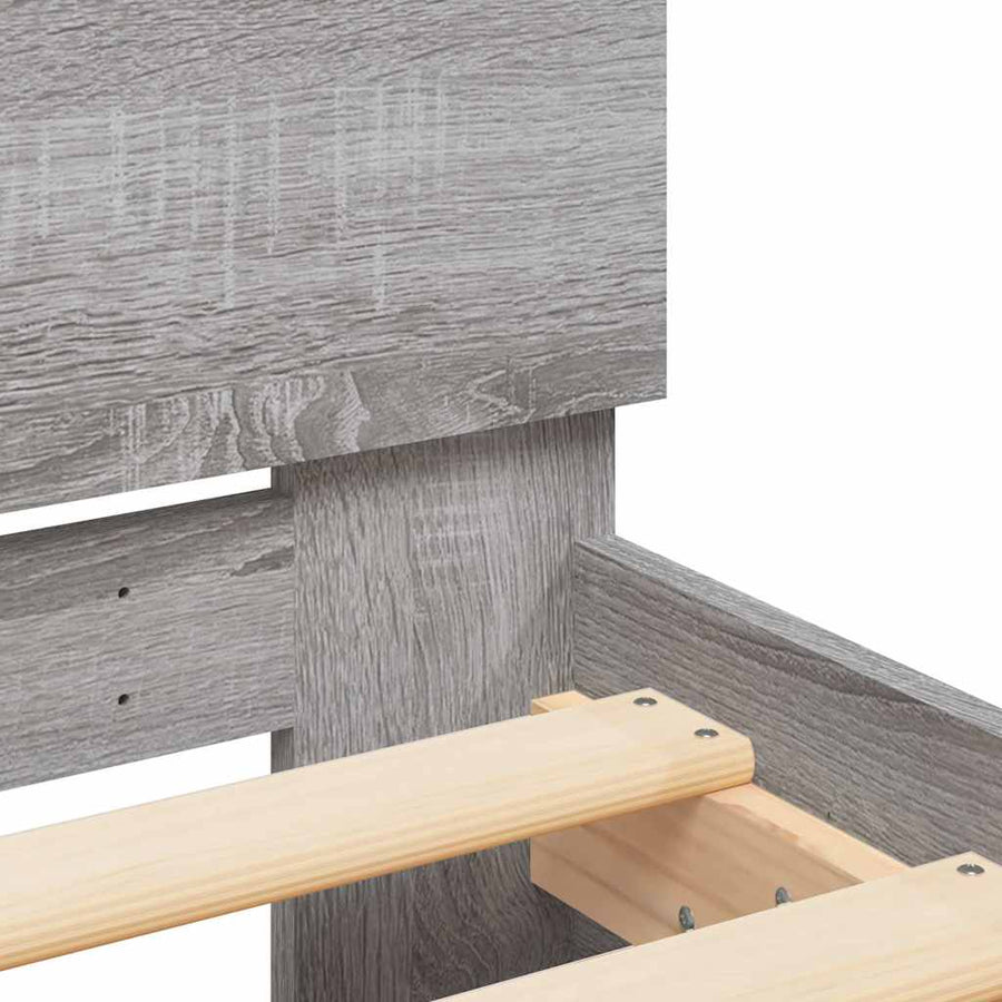 Bedframe met hoofdeinde en LED grijs sonoma eiken 140x200 cm