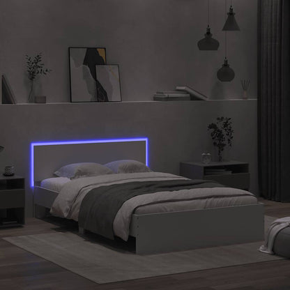 Bedframe met hoofdeinde en LED wit 120x200 cm