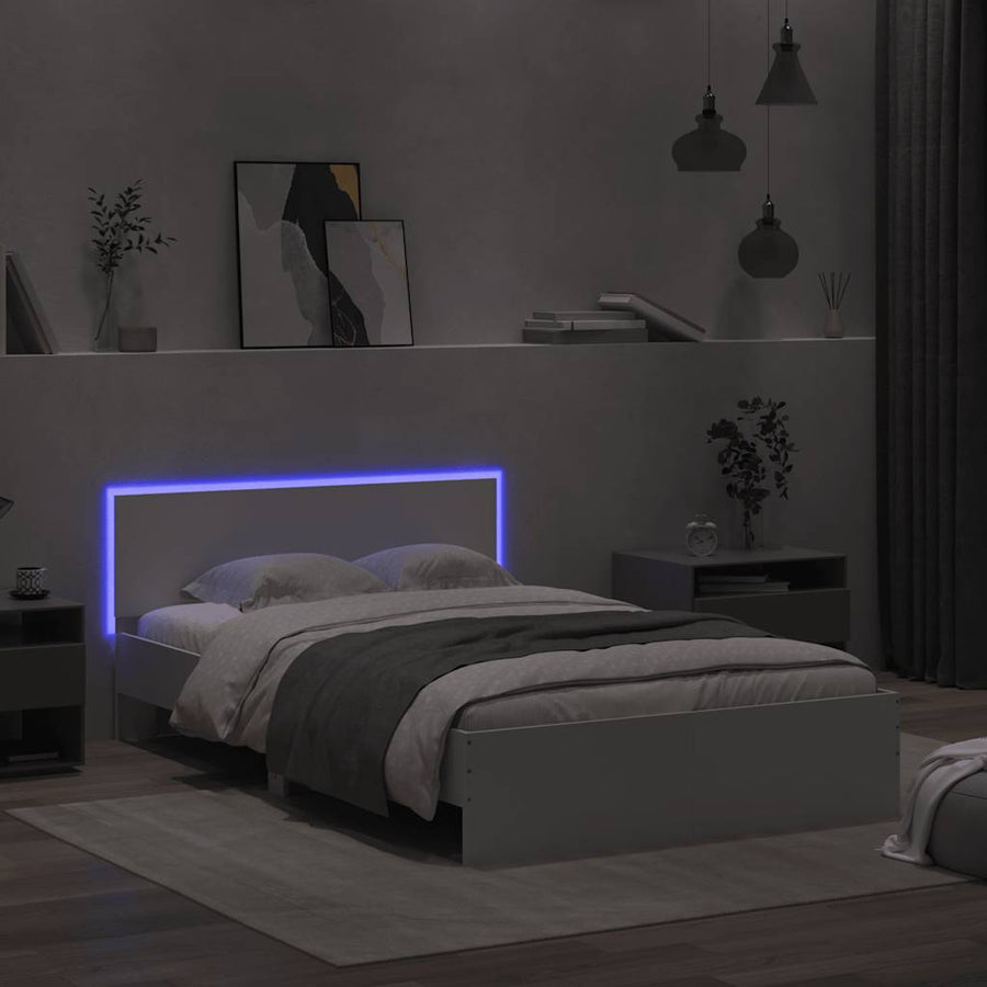 Bedframe met hoofdeinde en LED wit 120x200 cm