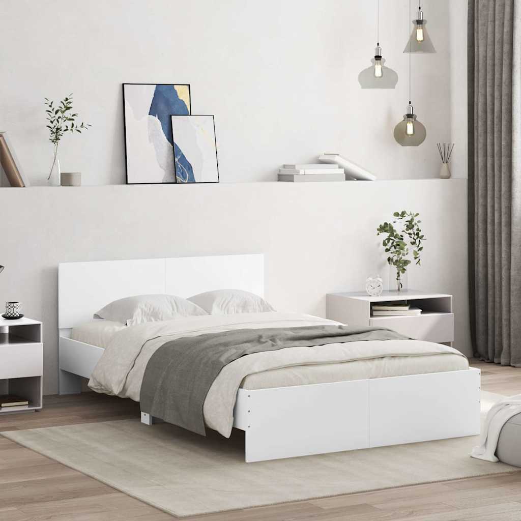 Bedframe met hoofdeinde en LED wit 120x200 cm
