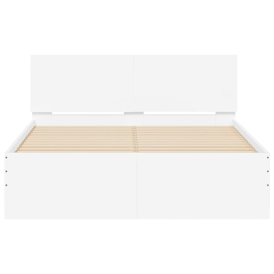 Bedframe met hoofdeinde en LED wit 120x200 cm