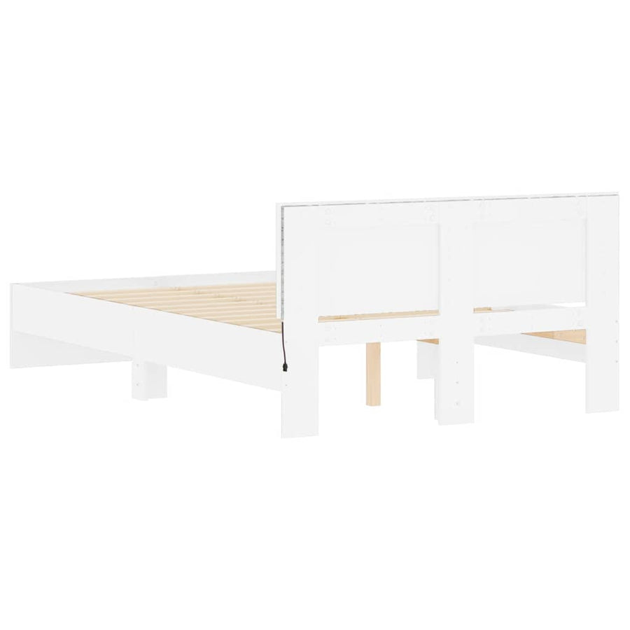 Bedframe met hoofdeinde en LED wit 120x200 cm