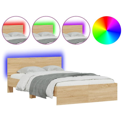 Bedframe met hoofdeinde en LED sonoma eikenkleurig 120x200 cm