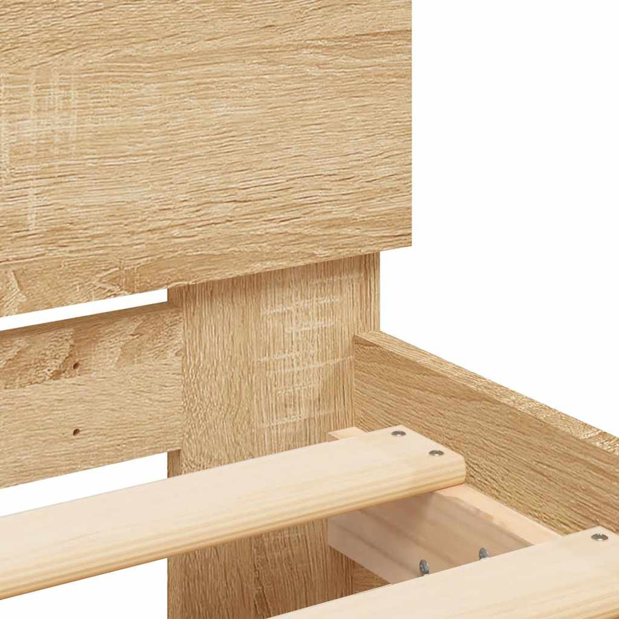 Bedframe met hoofdeinde en LED sonoma eikenkleurig 120x200 cm