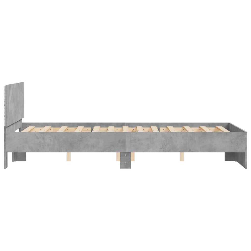 Bedframe met hoofdeinde en LED betongrijs 120x200 cm