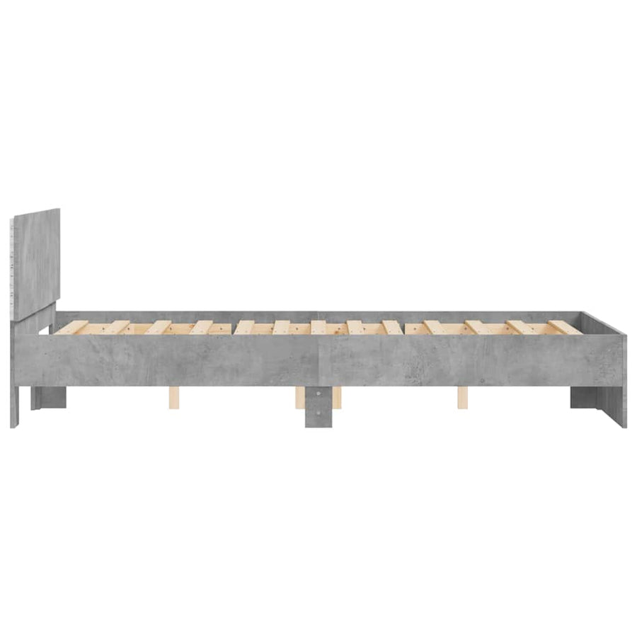 Bedframe met hoofdeinde en LED betongrijs 120x200 cm