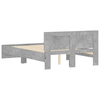 Bedframe met hoofdeinde en LED betongrijs 120x200 cm