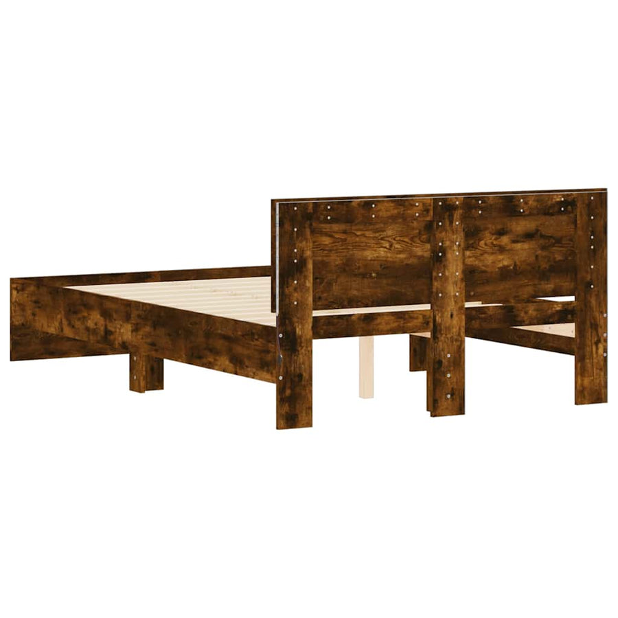 Bedframe met hoofdeinde en LED gerookt eikenkleurig 120x200 cm