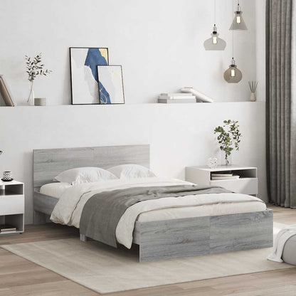 Bedframe met hoofdeinde en LED grijs sonoma eiken 120x200 cm