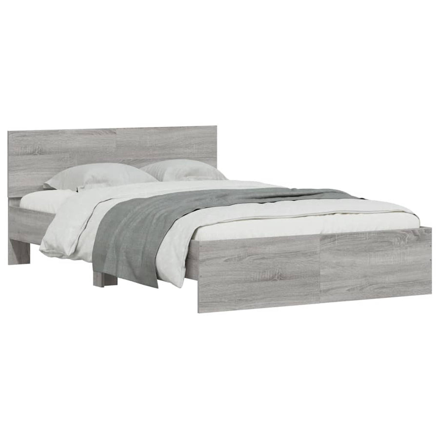 Bedframe met hoofdeinde en LED grijs sonoma eiken 120x200 cm