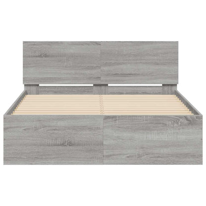 Bedframe met hoofdeinde en LED grijs sonoma eiken 120x200 cm