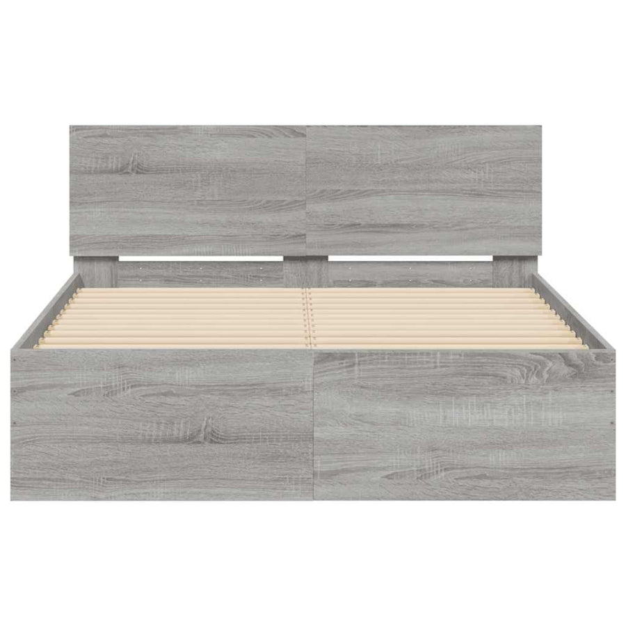Bedframe met hoofdeinde en LED grijs sonoma eiken 120x200 cm