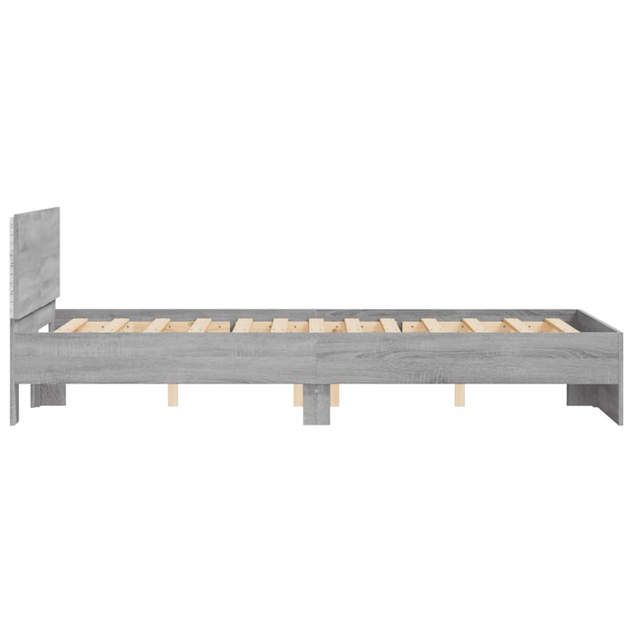 Bedframe met hoofdeinde en LED grijs sonoma eiken 120x200 cm