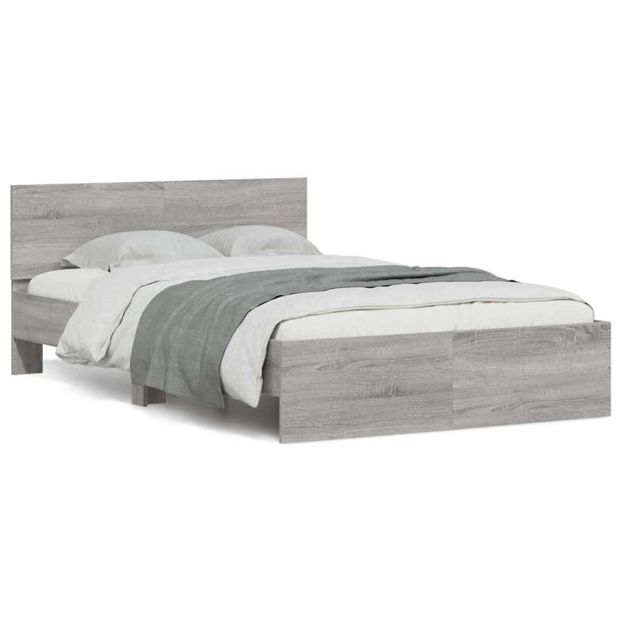 Bedframe met hoofdeinde en LED grijs sonoma eiken 120x200 cm