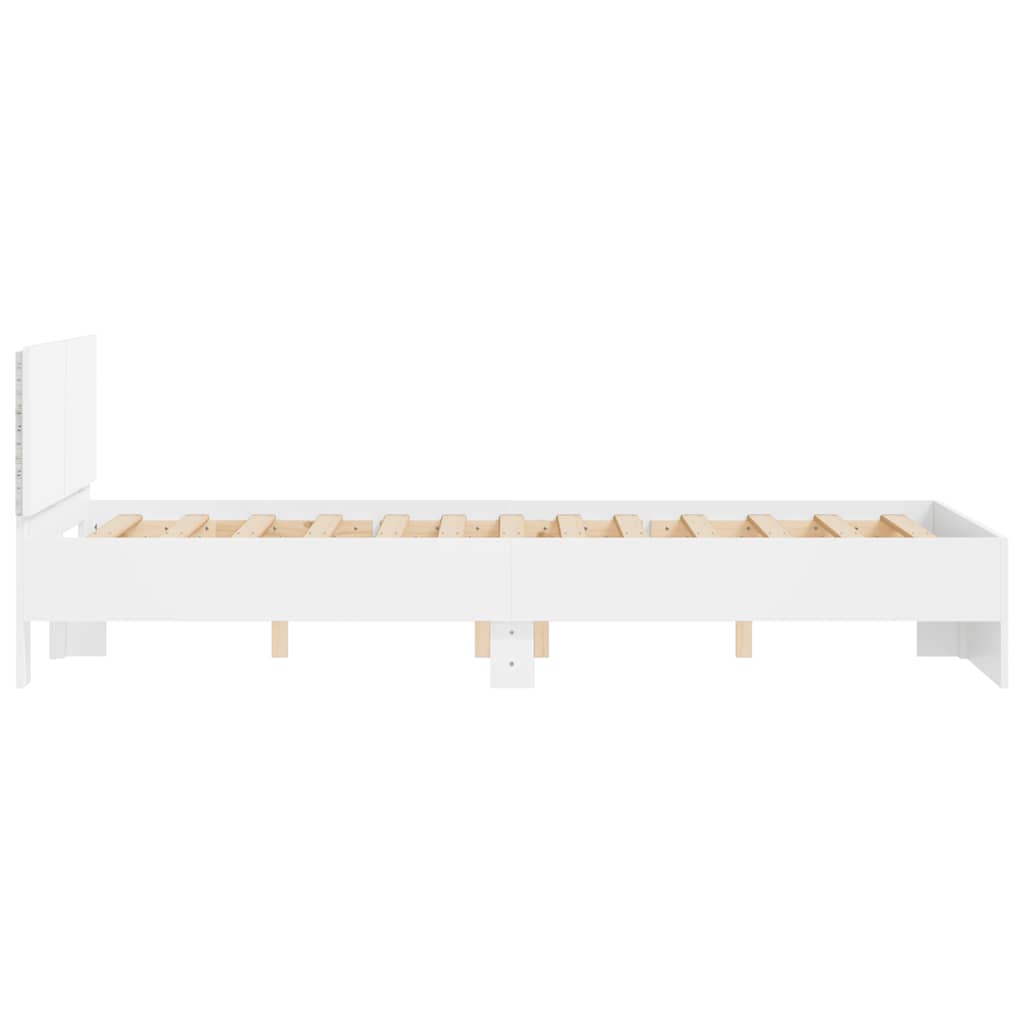 Bedframe met hoofdeinde en LED wit 140x190 cm