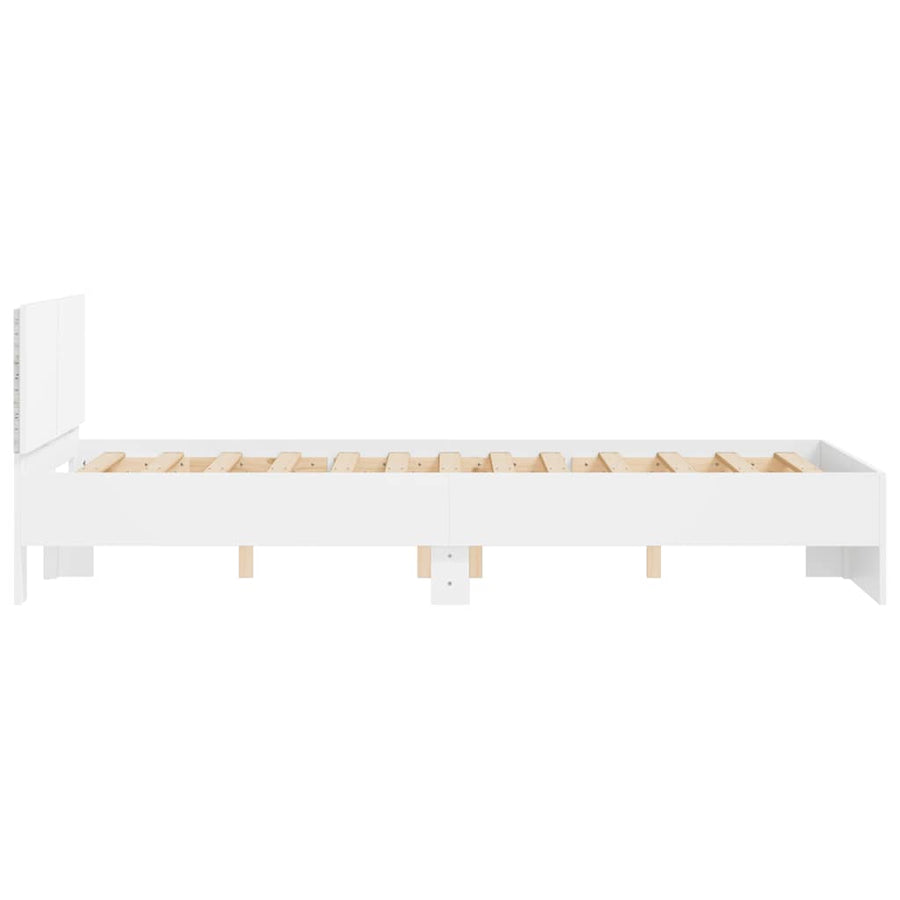 Bedframe met hoofdeinde en LED wit 140x190 cm