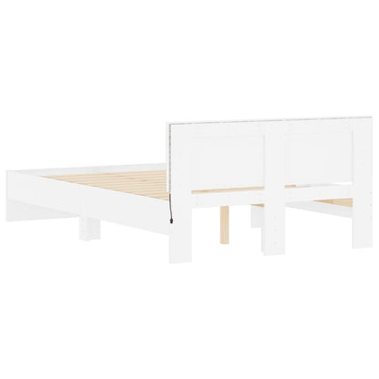 Bedframe met hoofdeinde en LED wit 140x190 cm
