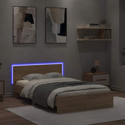 Bedframe met hoofdeinde en LED sonoma eikenkleurig 140x190 cm