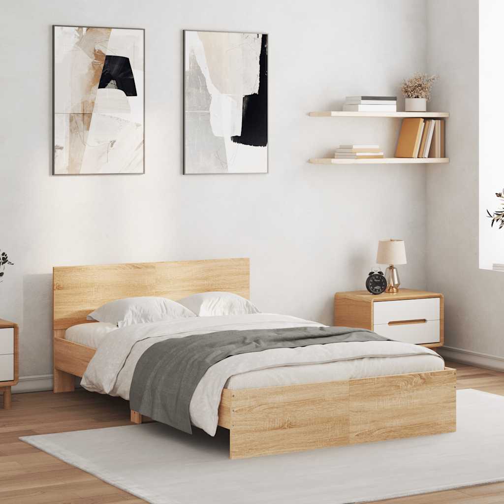 Bedframe met hoofdeinde en LED sonoma eikenkleurig 140x190 cm