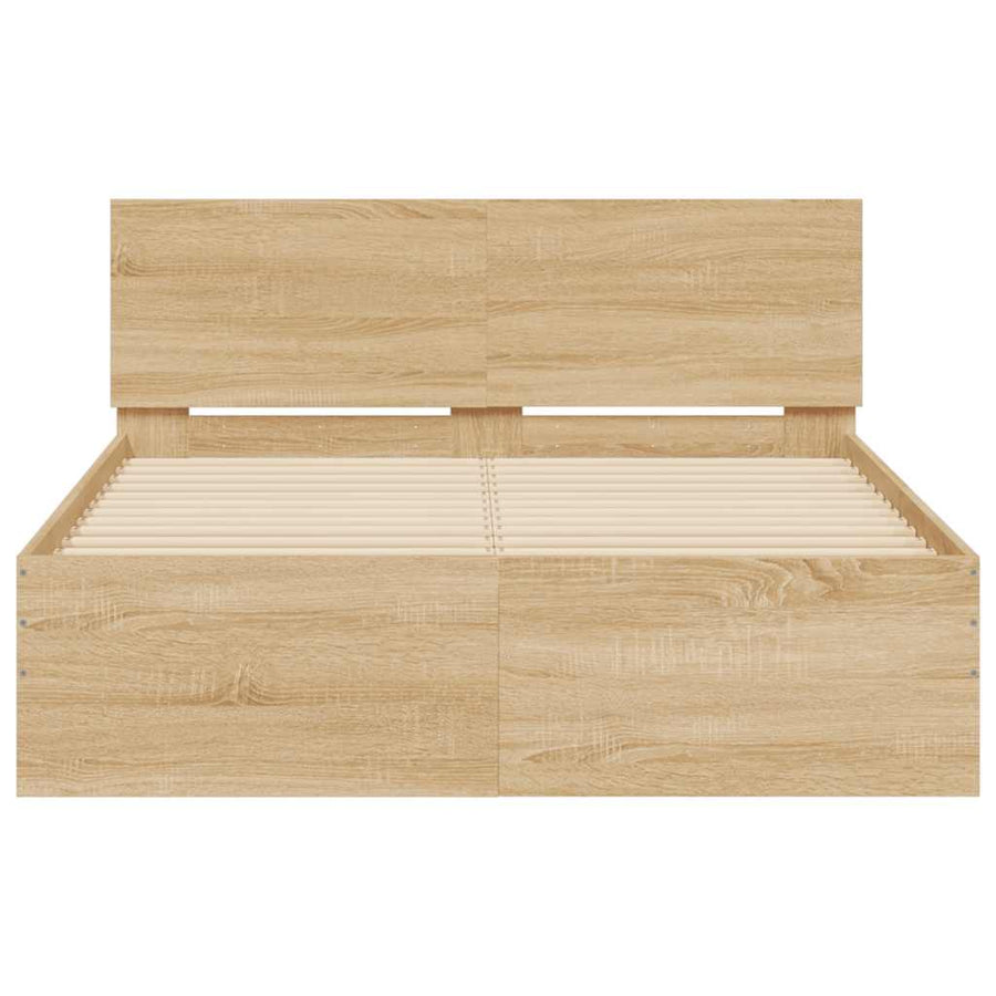 Bedframe met hoofdeinde en LED sonoma eikenkleurig 140x190 cm