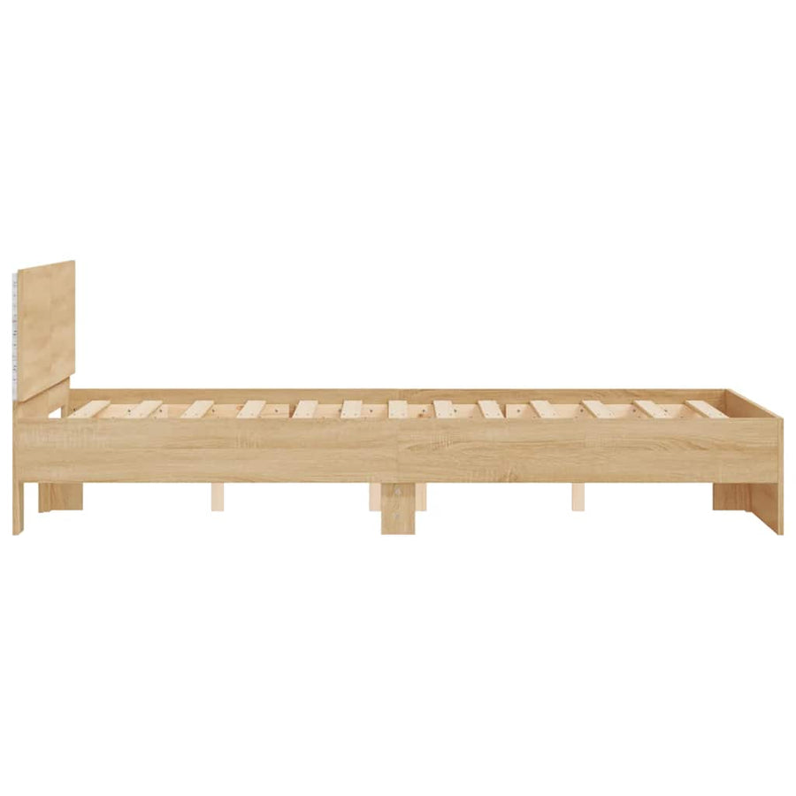 Bedframe met hoofdeinde en LED sonoma eikenkleurig 140x190 cm