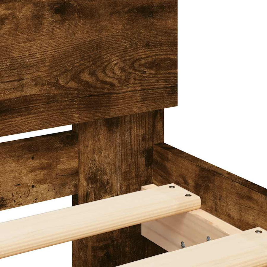 Bedframe met hoofdeinde en LED gerookt eikenkleurig 140x190 cm