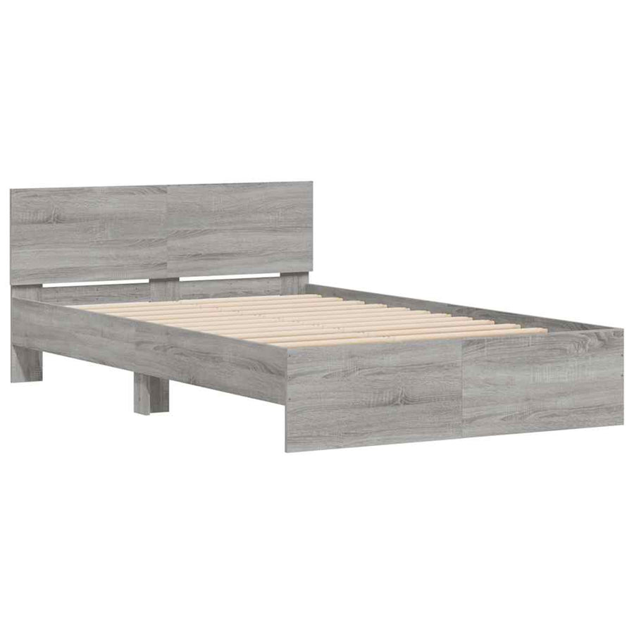 Bedframe met hoofdeinde en LED grijs sonoma eiken 140x190 cm
