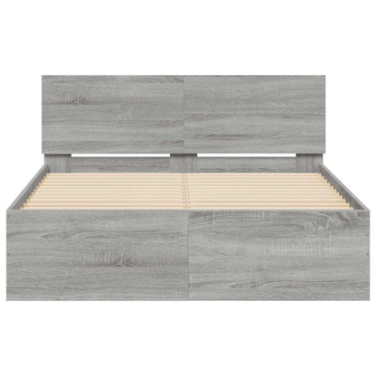 Bedframe met hoofdeinde en LED grijs sonoma eiken 140x190 cm