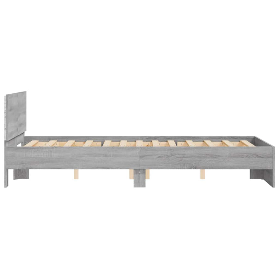Bedframe met hoofdeinde en LED grijs sonoma eiken 140x190 cm