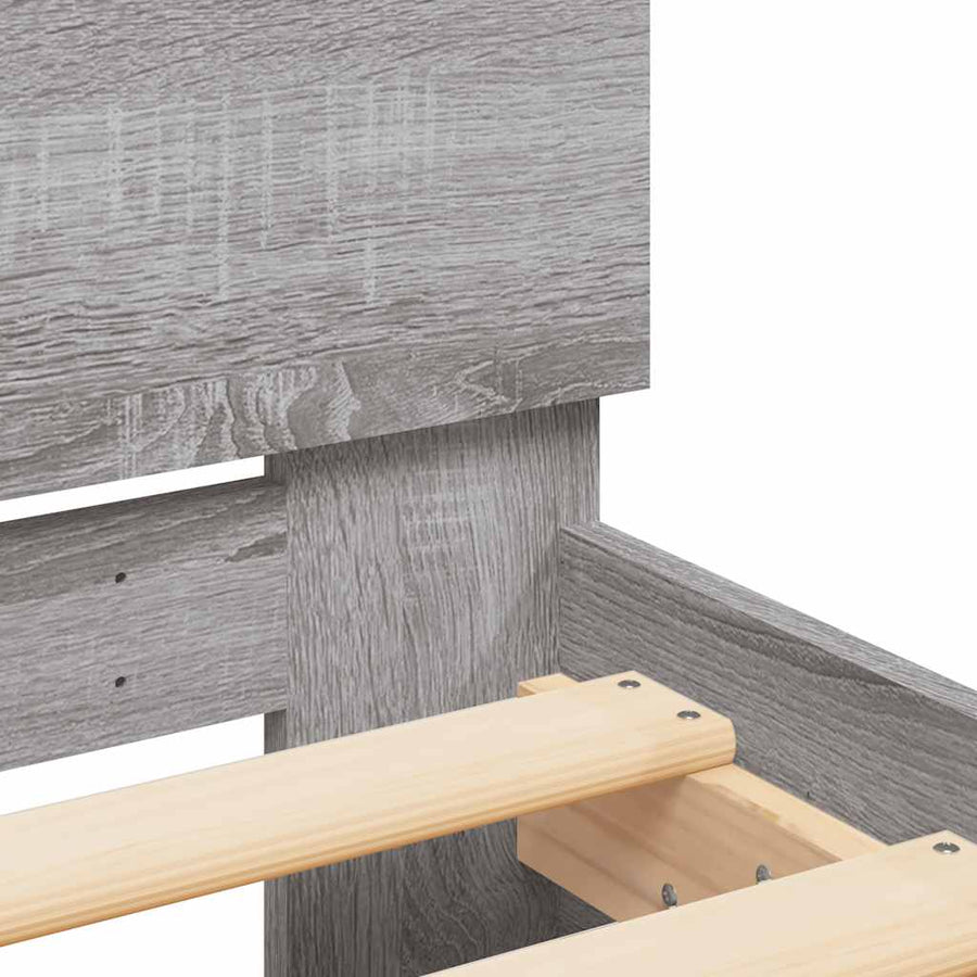 Bedframe met hoofdeinde en LED grijs sonoma eiken 140x190 cm