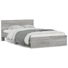 Bed Frame with Headboard and LED Grey Sonoma Oak 140x190 cm