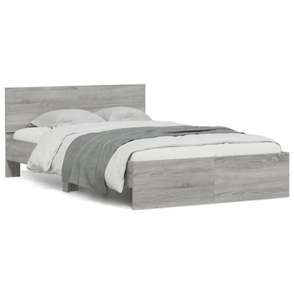 Bedframe met hoofdeinde en LED grijs sonoma eiken 140x190 cm