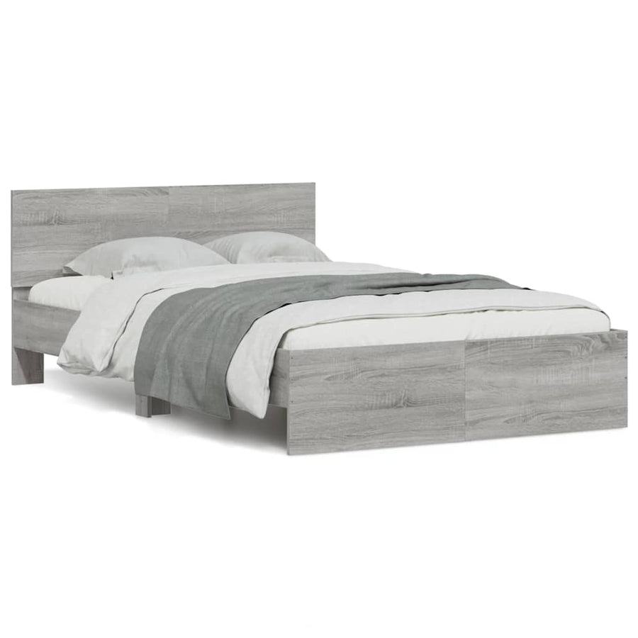 Bedframe met hoofdeinde en LED grijs sonoma eiken 140x190 cm
