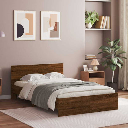 Bedframe met hoofdeinde en LED bruin eikenkleur 140x190 cm