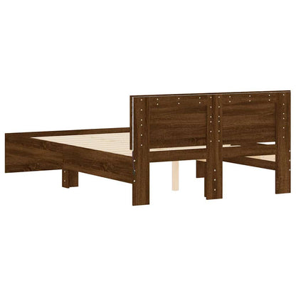 Bedframe met hoofdeinde en LED bruin eikenkleur 140x190 cm