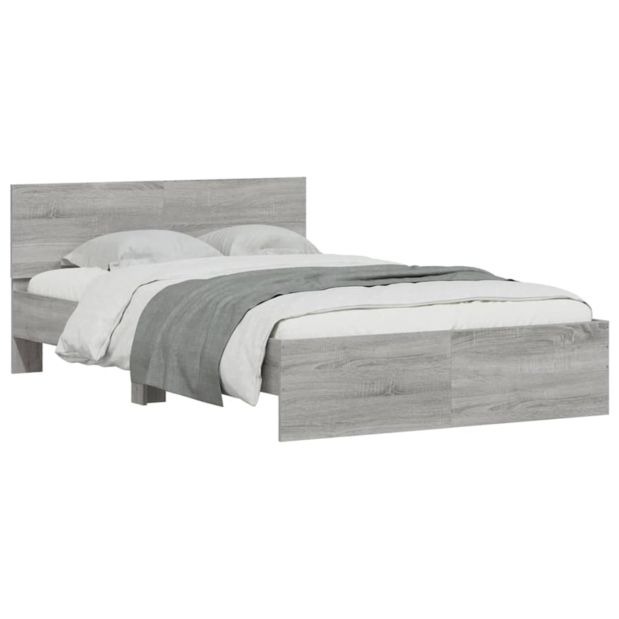 Bedframe met hoofdeinde en LED grijs sonoma eiken 135x190 cm