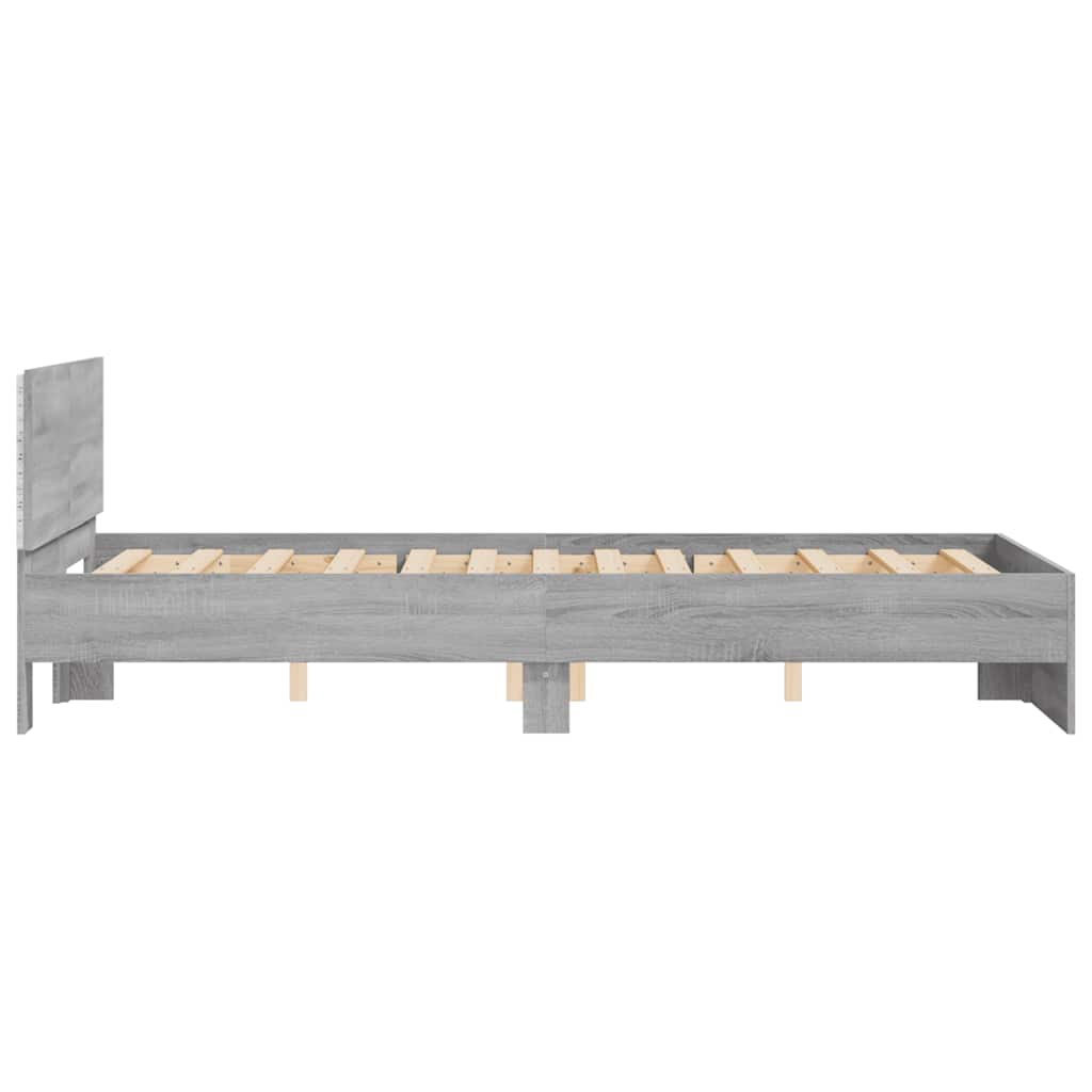 Bedframe met hoofdeinde en LED grijs sonoma eiken 135x190 cm