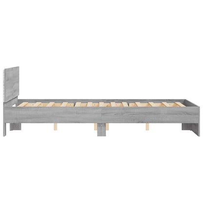 Bedframe met hoofdeinde en LED grijs sonoma eiken 135x190 cm