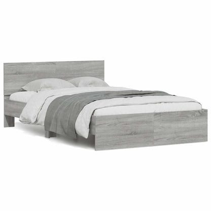 Bedframe met hoofdeinde en LED grijs sonoma eiken 135x190 cm