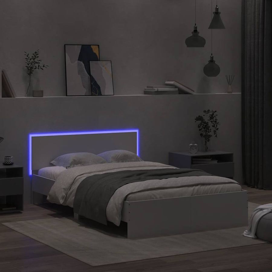 Bedframe met hoofdeinde en LED wit 120x190 cm