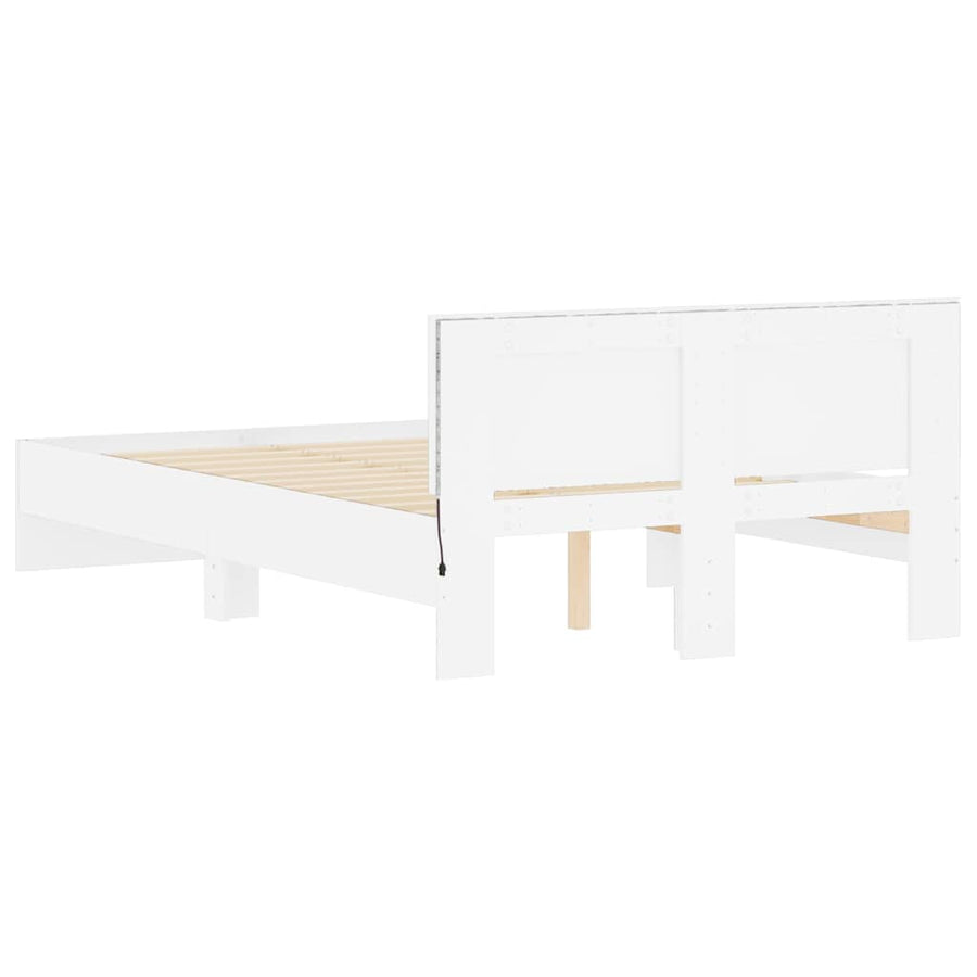 Bedframe met hoofdeinde en LED wit 120x190 cm