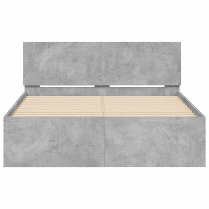 Bedframe met hoofdeinde en LED betongrijs 120x190 cm