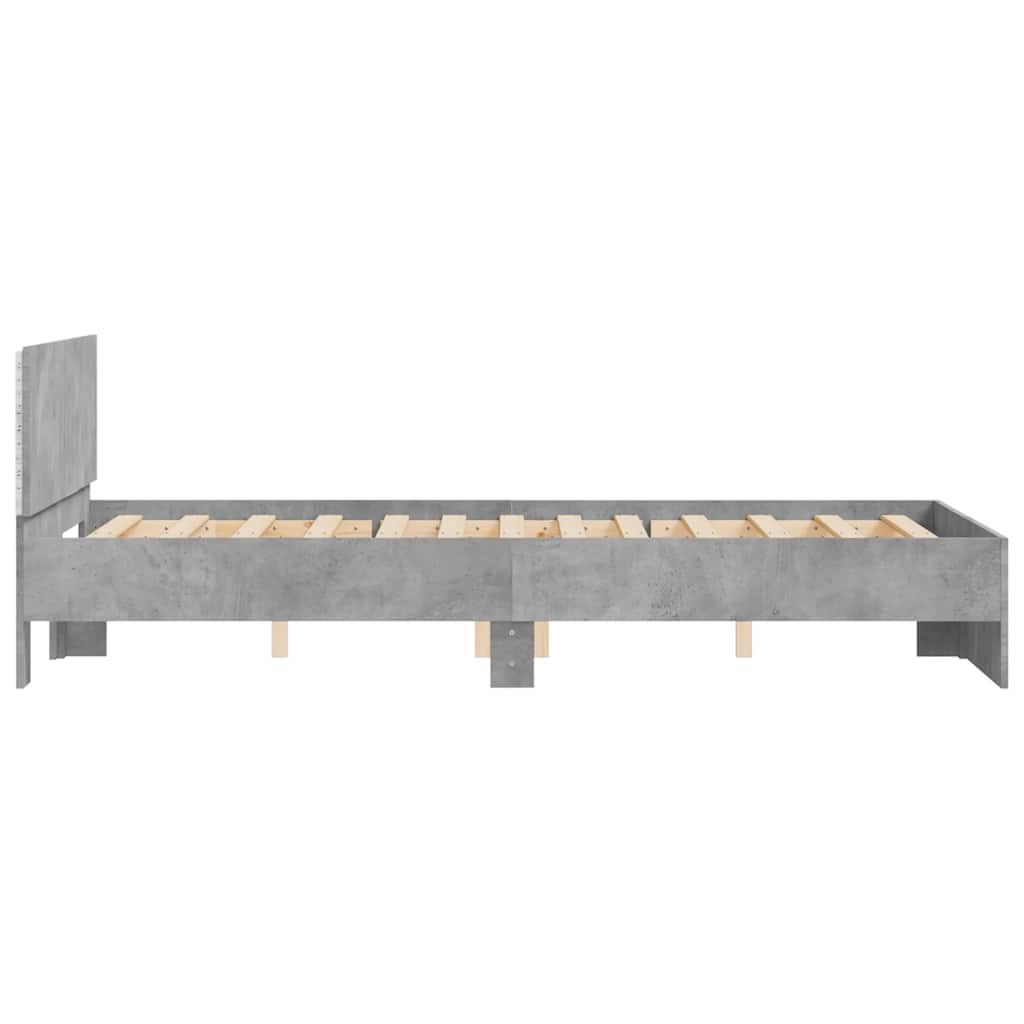Bedframe met hoofdeinde en LED betongrijs 120x190 cm